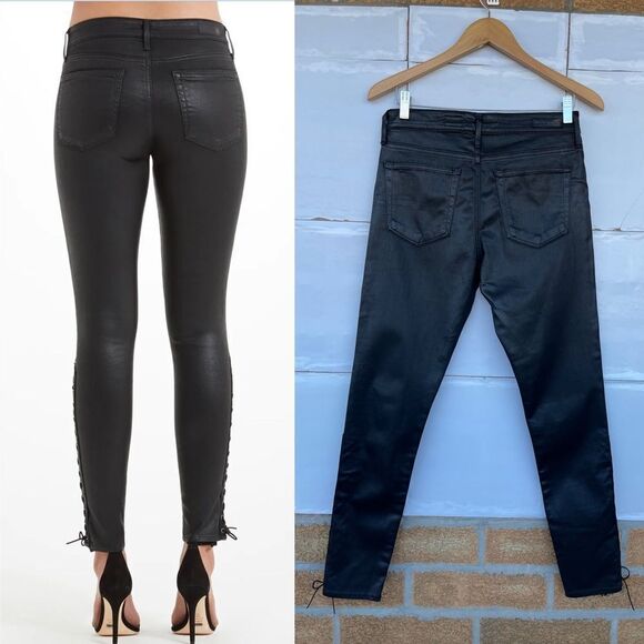 A.G. Adriano Goldshmied Farrah Black skinny Ankle Side Lace leather Jeans 28 R - Picture 3 of 17